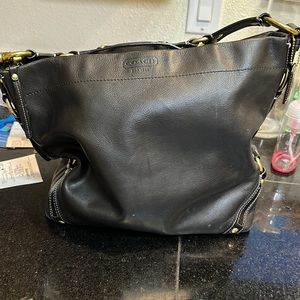 Coach black leather large Hobo shoulder bag.